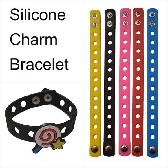 NEW * Silicone Charm Bracelet * Adjustable Band Jibbitz Croc Wristband Jewelry - Picture 1 of 4
